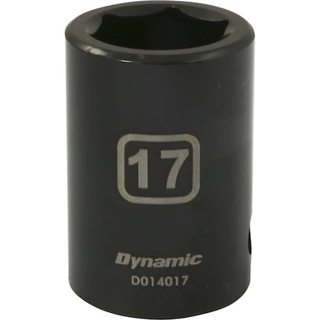 Dynamic 1/2" Drive Standard Socket, Black Phosphate, Tools 1/2" Drive 6 Point Metric, 17mm Standard Length D014017